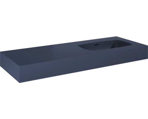 Lavoar suspendat Jungborn DECEM 121x46 cm albastru navy mat, cuvă pe dreapta Blat de lavoar din gresie cu bazin dreptunghiular