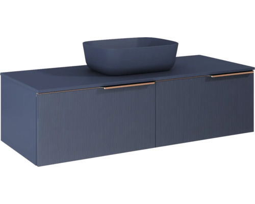 Dulap bază lavoar baie suspendat Jungborn NONUS 120 cm PAL albastru navy mat 2 sertare Dulap de bază pentru lavoar cu lavoar aplicat pentru baie