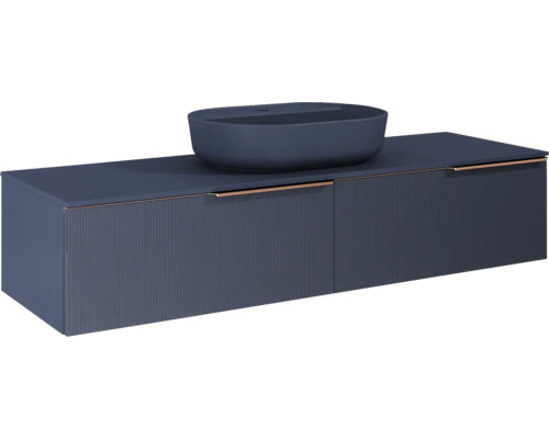 Dulap bază lavoar Jungborn NONUS, 2 sertare, PAL, 160 cm, albastru navy mat