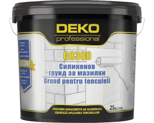 Grund pentru tencuieli DEKO G8300 alb 15 kg Găleată cu grund siliconic pentru tencuială, 25 kilograme
