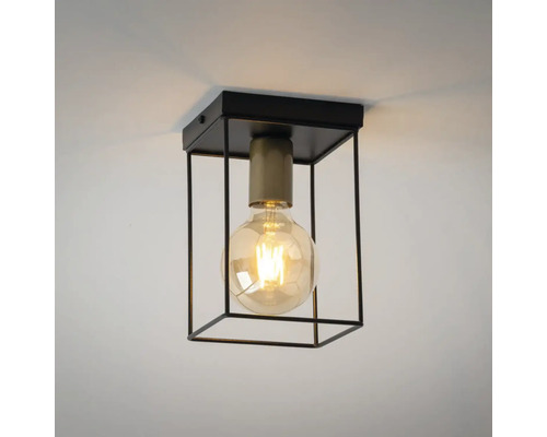 Lumină de plafon cu cadru metalic pătrat și bec