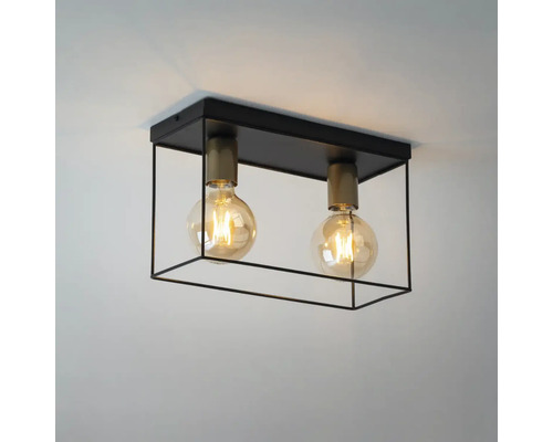 Lumină de plafon cu două becuri în design geometric