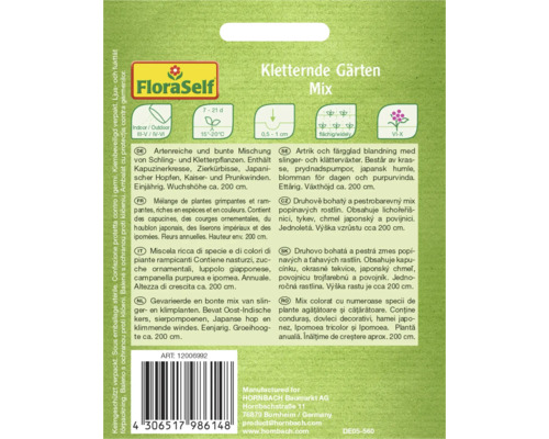 Amestec de semințe pentru grădini cățărătoare Kletternde Gärten Mix de la FloraSelf