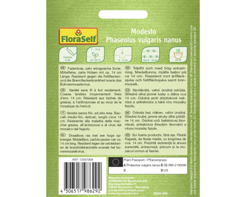 Pachet de semințe Phaseolus vulgaris nanus Modesto