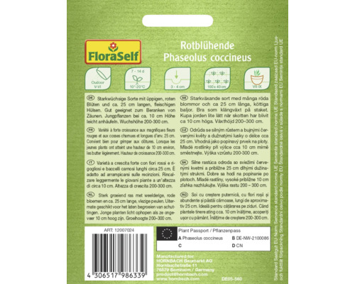 Semințe pentru Phaseolus coccineus cu flori roșii