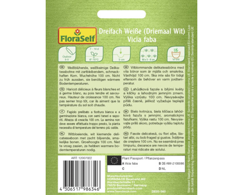 Pachet de semințe de fasole triplă albă