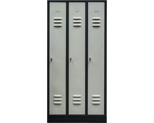 Fișet metalic FAM MD35 890x450x1800 mm, cu 3 uși 1 poliță și bară de haine Dulap triplu cu fante de aerisire și chei