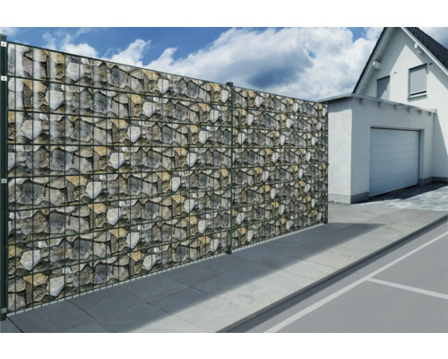 Gard gabion cu umplutură de piatră ca limită de proprietate