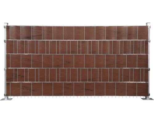 Gard de intimitate cu decor de lemn și cadru metalic