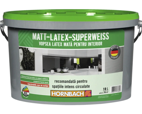 Vopsea pe bază de latex cu aspect mătăsos Matt-Latex-Superweiss albă 10 l