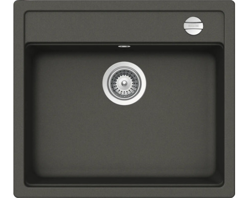 Chiuvetă bucătărie cuarţ compozit 1 cuvă CENTA Baten 60 51x57 cm fără picurător maro închis reversibilă Chiuvetă de bucătărie cu set de scurgere