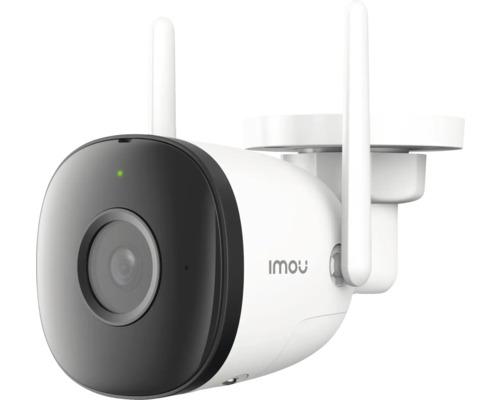 Cameră de supraveghere cu două antene și logo Imou