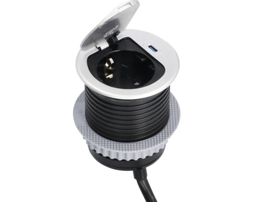 Priza retractabilă cu port USB pentru montare în blaturi