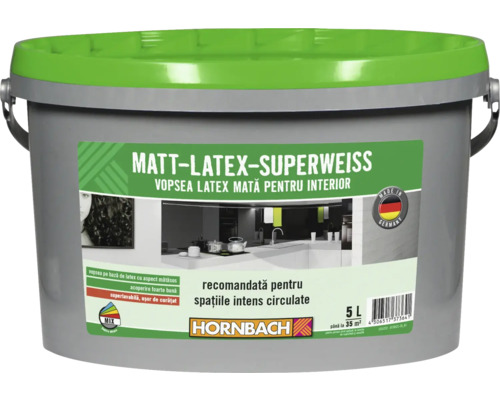 Vopsea pe bază de latex cu aspect mătăsos Matt-Latex-Superweiss albă 5 l