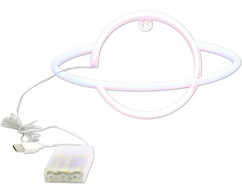 Lampă neon planetă cu cutie pentru baterii și conexiune USB