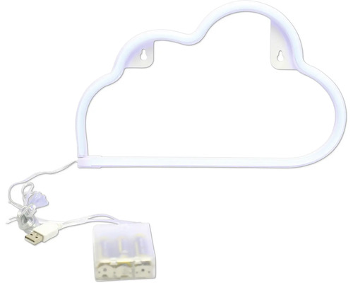 Lampă neon în formă de nor cu conexiune USB și carcasă pentru baterii