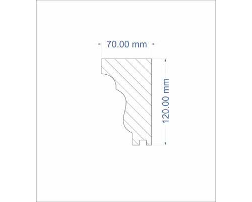 Șipcă profilată cu dimensiunile 70,00 mm și 120,00 mm