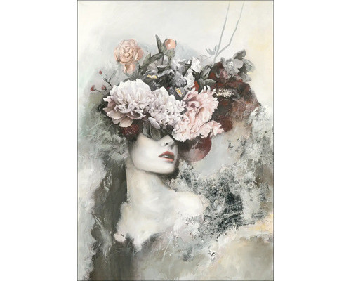 Tablou pictat manual Flower Face V 70x100 cm
