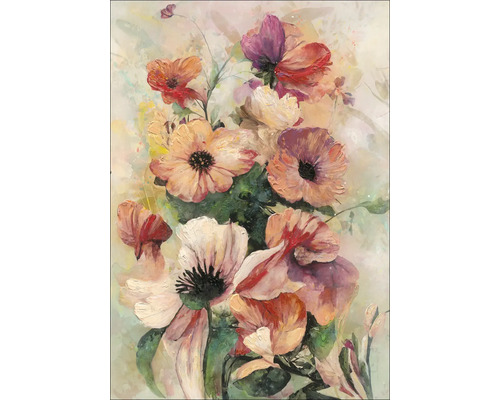 Tablou pictat manual Colored Flowers III 70x100 cm