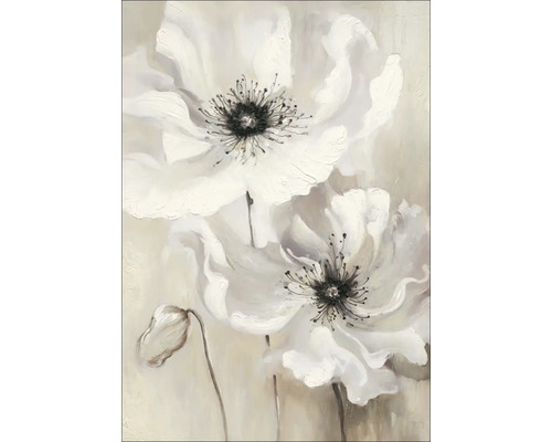 Tablou pictat manual Black-White Colored Flowers II 70x100 cm