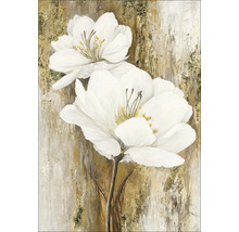 Tablou pictat manual Gold-White Colored Flowers II 70x100 cm