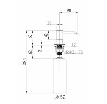 Desen tehnic al unui dozator de săpun cu dimensiuni