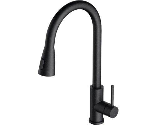 Baterie de bucătărie cu gât înalt și duș extractibil