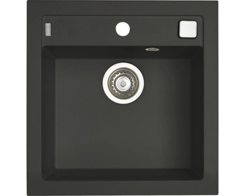 Chiuvetă neagră din material compozit cu garnitură de scurgere
