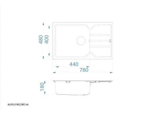 Desen tehnic chiuvetă de bucătărie cu dimensiuni