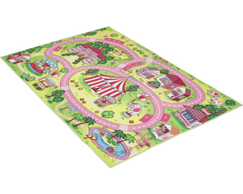 Covor de joacă cu model de străzi, circ, case și animale
