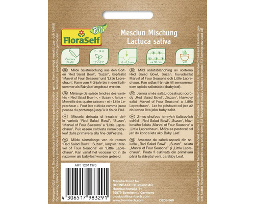 Pachet de semințe FloraSelf Mesclun Mischung salată Lactuca sativa