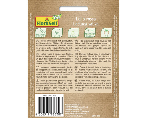 Pachet de semințe FloraSelf Lollo rossa Lactuca sativa
