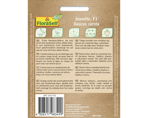 Pachet de semințe de morcov Jeanette F1