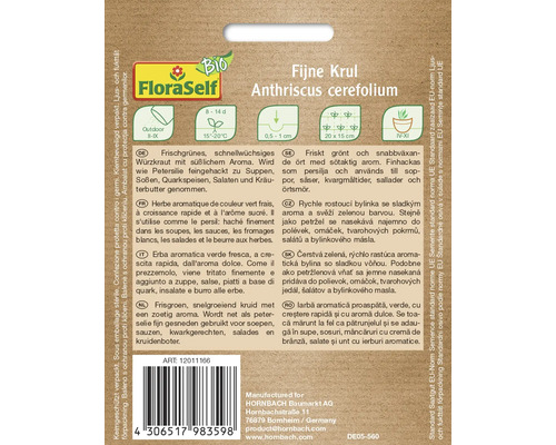 Pachet de semințe FloraSelf Feine Krul Anthriscus cerefolium
