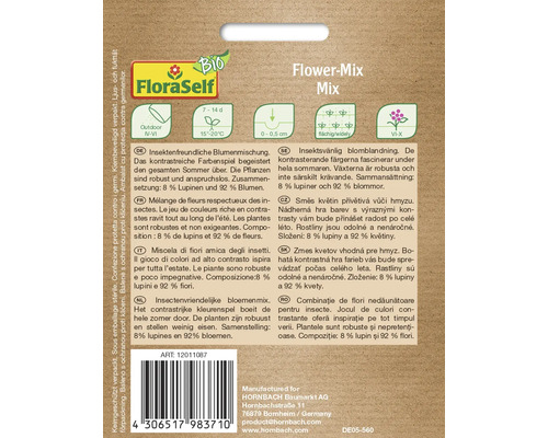 FloraSelf Flower-Mix Mix Pachet de semințe pentru amestec de flori, prietenos cu insectele