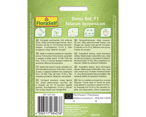 Pachet de semințe de tomate Donna Red F1 de la FloraSelf