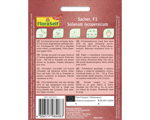 Pachet de semințe de tomate ciocolată FloraSelf Sacher F1 din specia Solanum lycopersicum