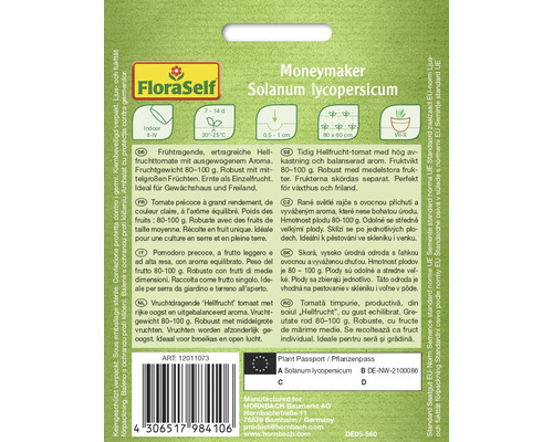 Pachet de semințe Moneymaker Solanum lycopersicum