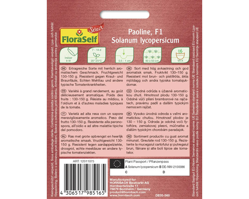 Pachet de semințe de tomate Paoline F1 Solanum lycopersicum