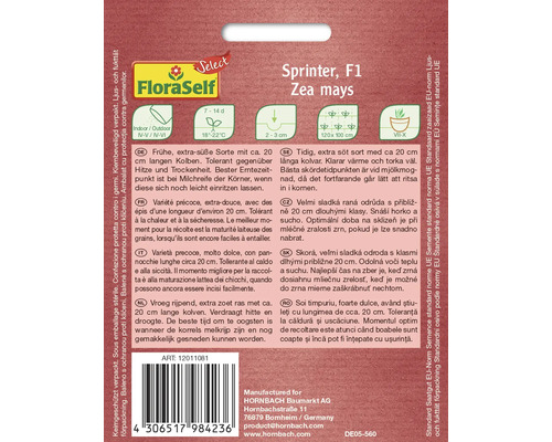 Pachet de semințe de porumb dulce FloraSelf Sprinter F1