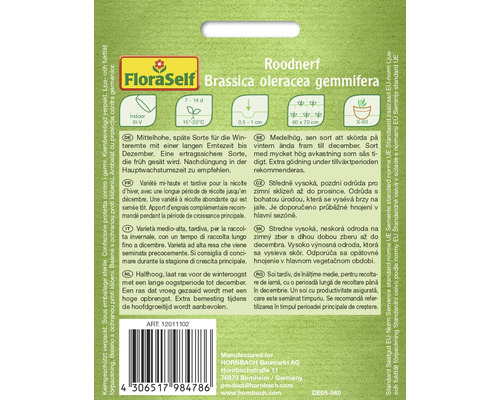 Pachet de semințe FloraSelf Roodnerf Brassica oleracea gemmifera