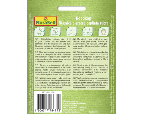 Pachet de semințe FloraSelf Varză roșie Brassica oleracea capitata rubra