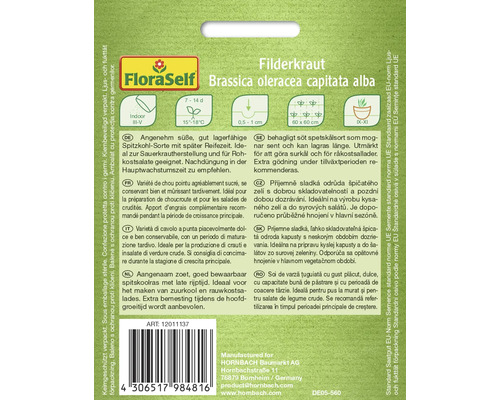 Pliculeț de semințe Filderkraut, Brassica oleracea capitata alba de la FloraSelf