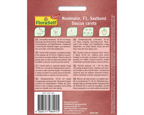 FloraSelf Bandă de semințe Nominator F1 Morcov