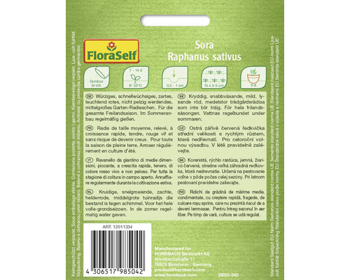 Pachet de semințe pentru ridichi de grădină Sora de la FloraSelf