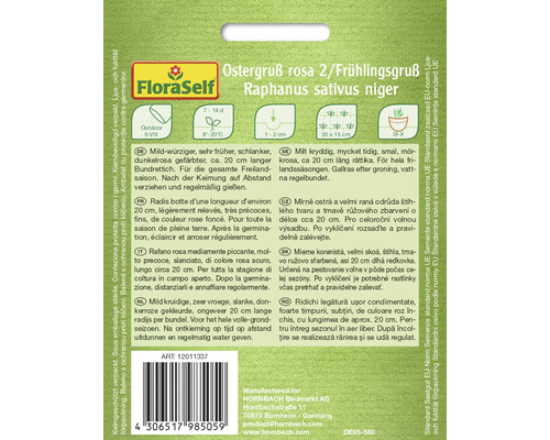 Ridichi FloraSelf Ostergruß rosa 2/Frühlingsgruß, Raphanus sativus niger