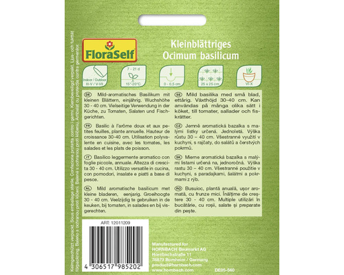 Pachet cu semințe de busuioc cu frunze mici (Ocimum basilicum)