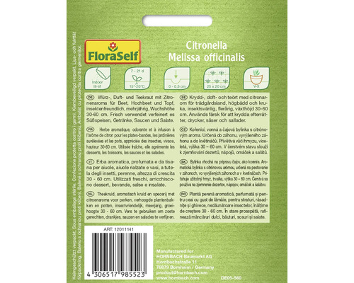 Pachet de semințe Citronella Melissa officinalis