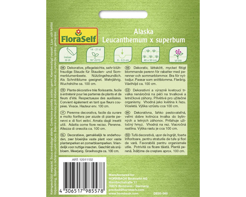 Ambalaj cu semințe de Alaska Leucanthemum x superbum marca FloraSelf