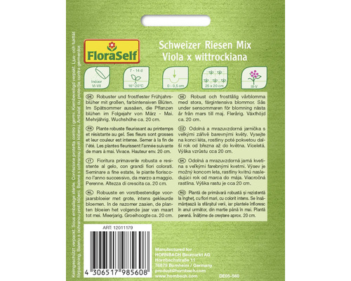 Pachet de semințe Mix elvețian uriaș Viola x wittrockiana